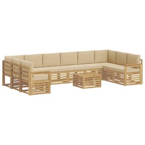 vidaXL Ensemble de canapés d'extérieur 8 Pièces Blanc et Beige