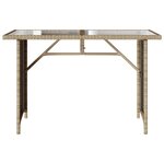 vidaXL Table de jardin avec dessus en verre beige 110x68x70 cm rotin