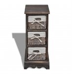 vidaXL Étagère de rangement Bois Marron 3 paniers en tissage