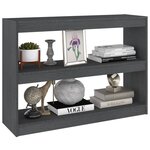 vidaXL Bibliothèque/Séparateur de pièce Gris 100x30x71 5 cm Pin massif