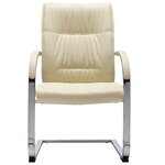 Chaise fauteuil siège de bureau informatique étude cantilever similicuir crème 02_0023990