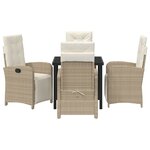 vidaXL Ensemble de salle à manger pour jardin 5 Pièces Beige polyrotin