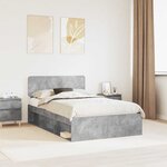 vidaXL Cadre de lit avec tête de lit Béton 120 x 200 cm Pin massif