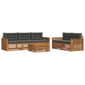 vidaXL Ensemble de canapés d'extérieur 6 pc Naturel et Anthracite