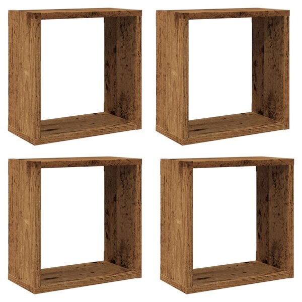 vidaXL Étagères cube murales 4 Pièces vieux bois 30x15x30 cm