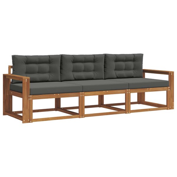 vidaXL Ensemble de canapés d'extérieur 3 pc Naturel et Anthracite
