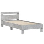 vidaXL Cadre de lit tête de lit et lumières LED gris béton 90x190 cm