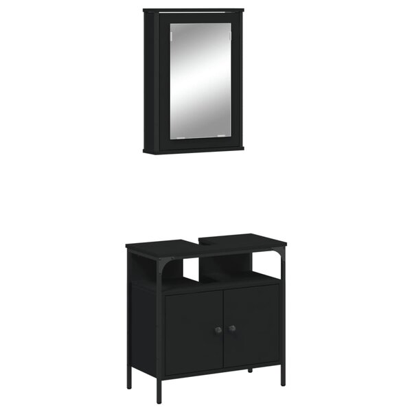 vidaXL Ensemble de meubles salle de bain 2 Pièces noir bois d'ingénierie