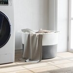 vidaXL Panier à linge gris et blanc Ø55x36 cm coton