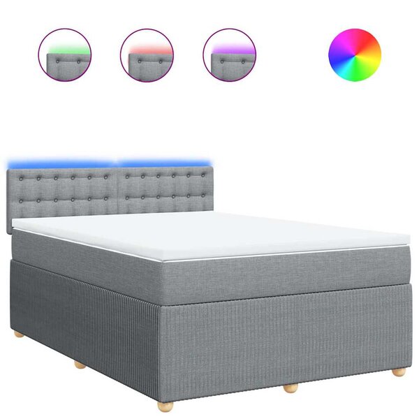 vidaXL Sommier à lattes de lit avec matelas Gris clair 140x190cm Tissu