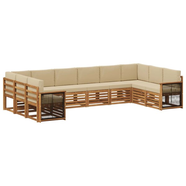 vidaXL Ensemble de canapé d'angle avec coussin 7 Pièces Naturel