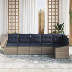 vidaXL Ensemble de canapé de jardin 6 Pièces Gris et bleu marine