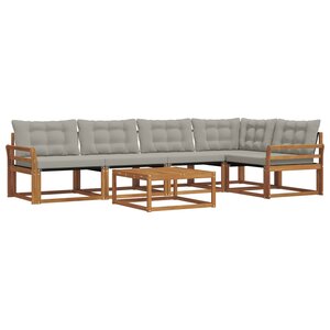 vidaXL Ensemble de canapés d'extérieur 6 Pièces Gris Naturel et Clair