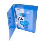 Boîte de classement Kreacover® A4 avec fermeture par bouton pression et pochette frontale transparente, 240 x 330 x 40 mm, polypropylène chromaline, transparent, bleu