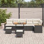vidaXL Ensemble de canapé de jardin 9 Pièces Noir polyrotin