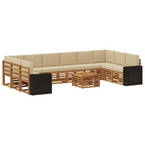 vidaXL Ensemble de canapés d'extérieur 11 Pièces Naturel et Beige