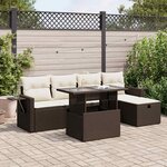 vidaXL Salon de jardin avec coussins 6 Pièces marron résine tressée