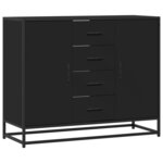 vidaXL Buffet noir 92x35x76 cm bois d’ingénierie