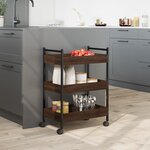 vidaXL Chariot de cuisine chêne marron 50x30x70 cm bois d'ingénierie