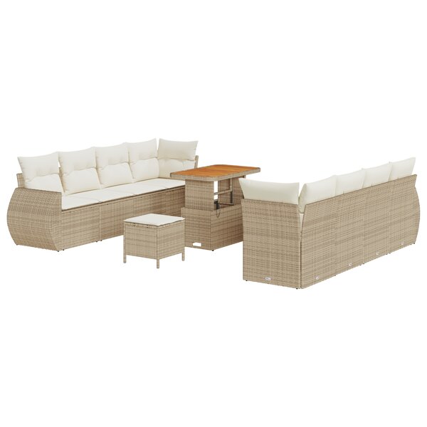 vidaXL Ensemble de canapé de jardin 11 Pièces Beige et crème Grand