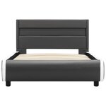 vidaXL Cadre de lit avec LED Anthracite Similicuir 90x200 cm