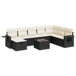 vidaXL Salon de jardin 9 Pièces avec coussins noir résine tressée