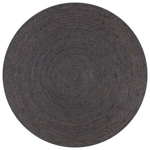 vidaXL Tapis fait à la main Jute Rond 150 cm Gris foncé