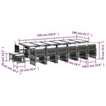 vidaXL Ensemble à manger de jardin 17 Pièces coussins noir résine tressée