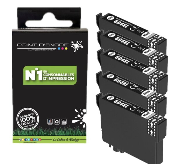 604XL - Ananas - 5 X NOIR - Grande capacité