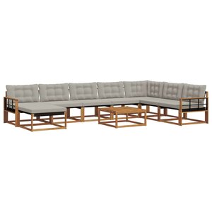 vidaXL Ensemble de canapés d'extérieur 9 Pièces Gris Naturel et Clair