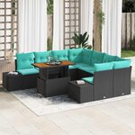vidaXL Ensemble de salle à manger pour jardin 9 Pièces Noir et Sarcelle
