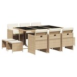 vidaXL Ensemble à manger de jardin et coussins 11 Pièces beige poly rotin