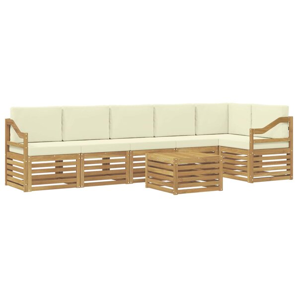vidaXL Ensemble de canapé d'angle avec coussin 7 Pièces Blanc et crème
