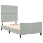vidaXL Lit à ressorts avec tête de lit Gris clair 90 x 200 cm Velours