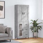 vidaXL Buffet haut Gris béton 69 5x34x180 cm Bois d'ingénierie