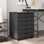 vidaXL Armoire roulante avec tiroirs MOSS gris bois de pin solide