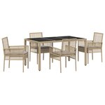 vidaXL Ensemble de salle à manger pour jardin 5 Pièces Beige