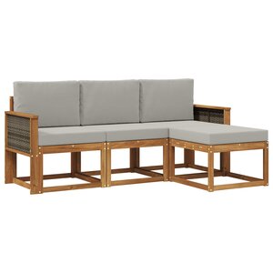 vidaXL Ensemble de canapés d'extérieur 4 pc Naturel et gris clair