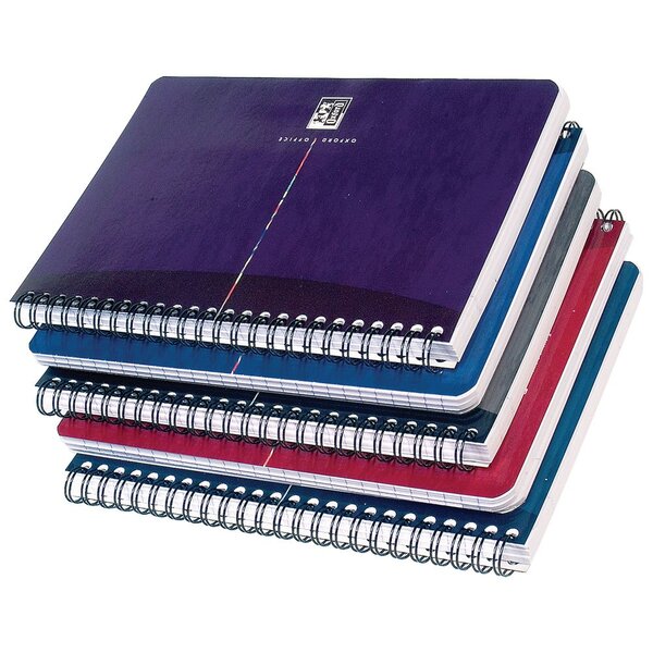 Carnet A5 Office Essentials, couverture souple, double spirale, 180 pages, carreaux Seyès, couleurs assorties (bloc 70 feuilles)