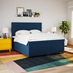 vidaXL Sommier à lattes de lit avec matelas Bleu 200x200 cm Tissu