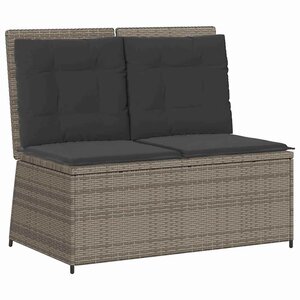 vidaXL Banc de jardin avec coussin Gris Poly rotin