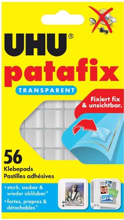 Etui de 56 pastilles adhésives Patafix détachable Transparent UHU