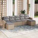 vidaXL Salon de jardin avec coussins 7 Pièces beige résine tressée