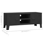 Vidaxl meuble tv industriel noir 105x35x42 cm métal