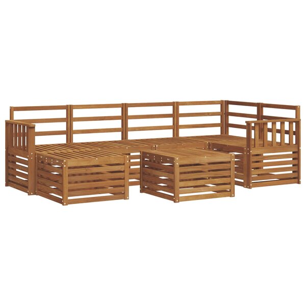 vidaXL Ensemble de canapé d'angle 7 Pièces Naturel Bois d'Acacia Massif