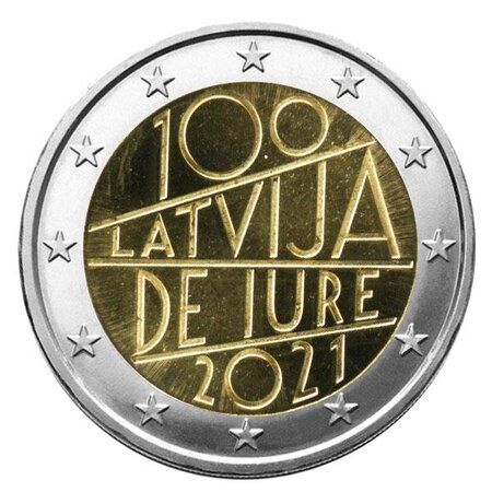 Pièce 2€ commémorative 2021 : lettonie (100 ans de jure)