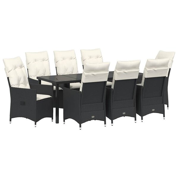 vidaXL Ensemble de salle à manger pour jardin 9 pc Noir polyrotin