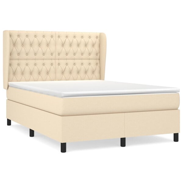 vidaXL Sommier à lattes de lit avec matelas Crème 140x200 cm Tissu