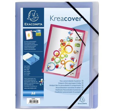 Trieur personnalisable KREACOVER, 8 compartiments polypropylène Coloris Aléatoire EXACOMPTA