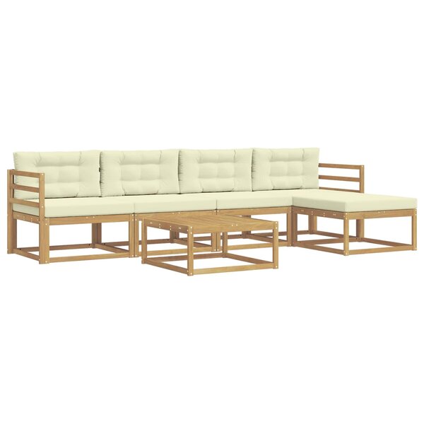 vidaXL Ensemble de canapés d'extérieur 6 pc Blanc et crème Polyester